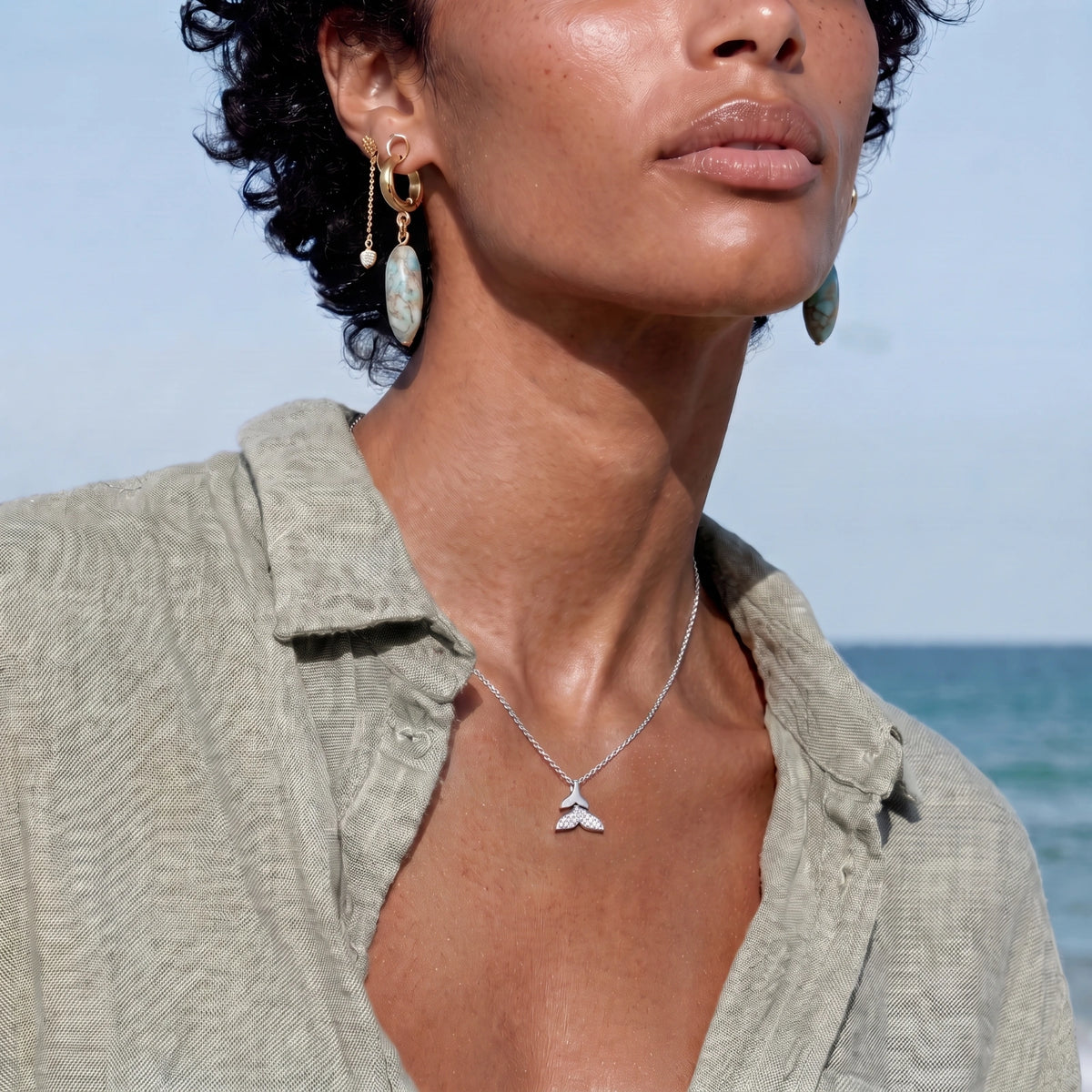 Whale Tail Crystal Necklace